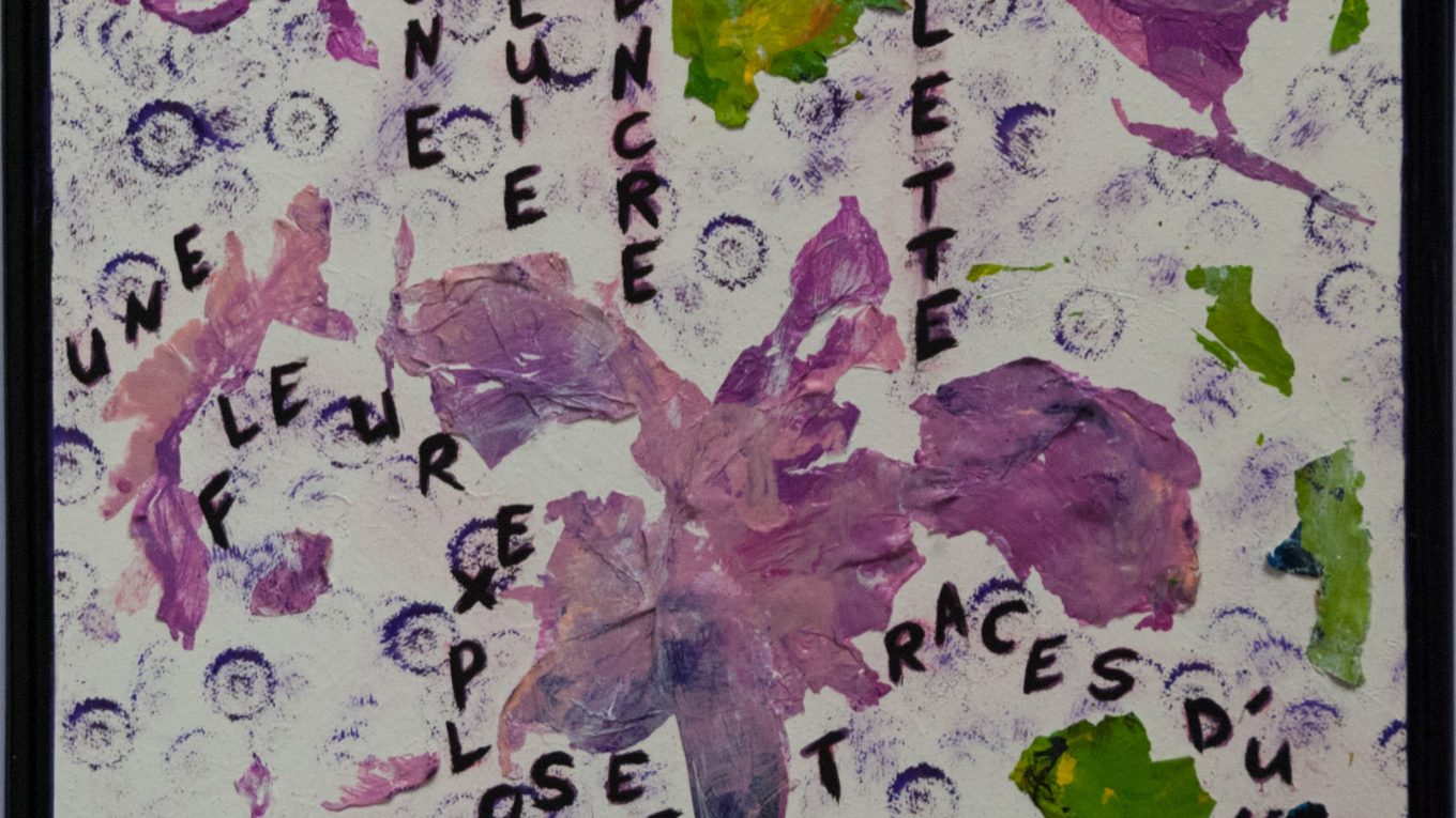 Purple rain - Haiku and mixed media painting