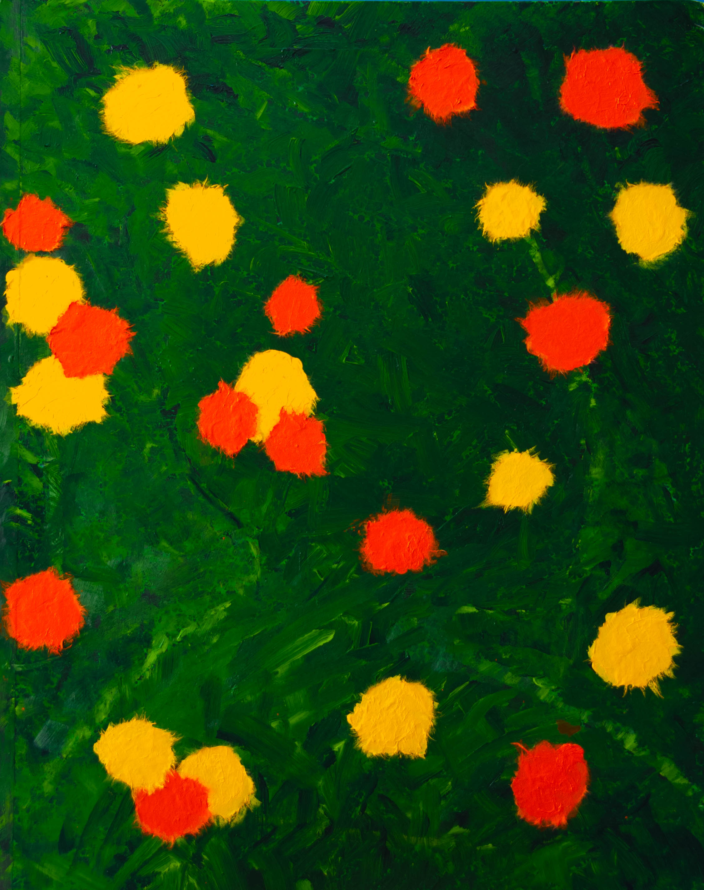 Mixed media Painting and haiku, a happy garden