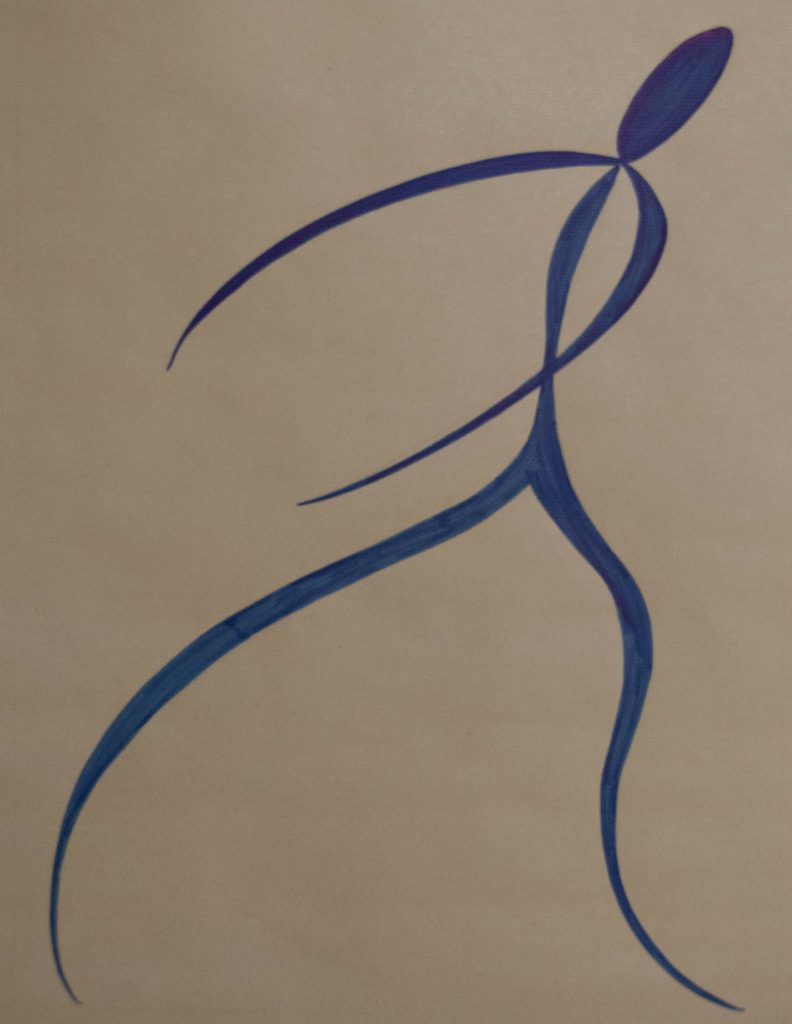 Dancers after Matisse, feltpen drawing on brown paper