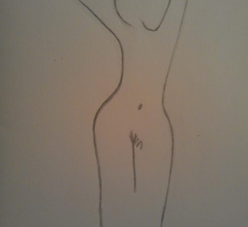 Lines pleasure, nude woman drawing