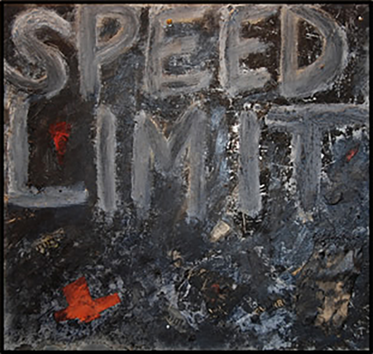 Mixed media painting and haiku, speed limit