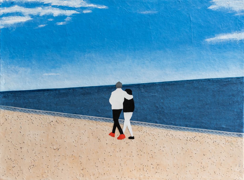 Un homme une femme 2021, mixed media painting