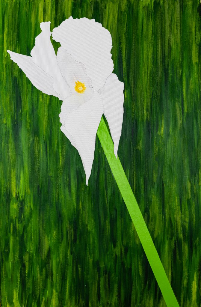 Mixed media painting of an iris