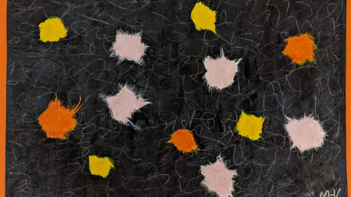 Twelve tiny roses, haiku and mixed media painting