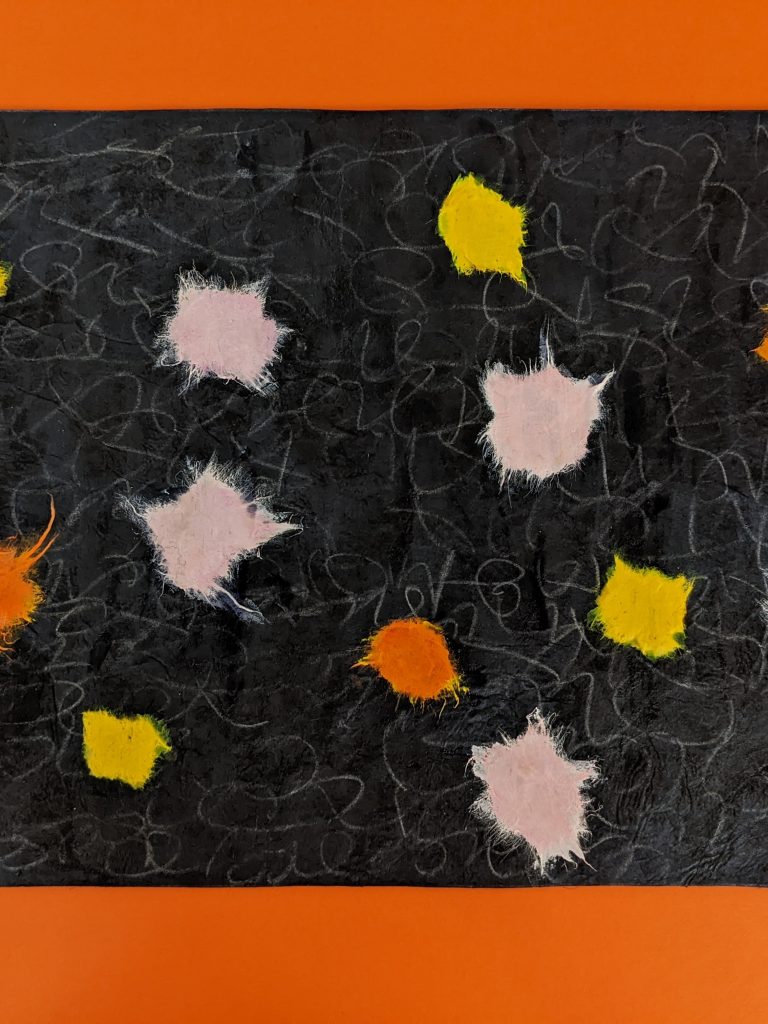 Twelve tiny roses, haiku and mixed media painting