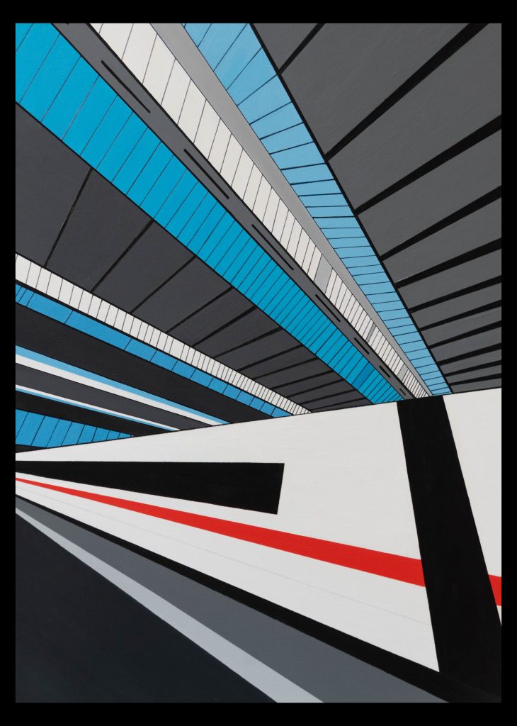 Painting, Munich station and a train