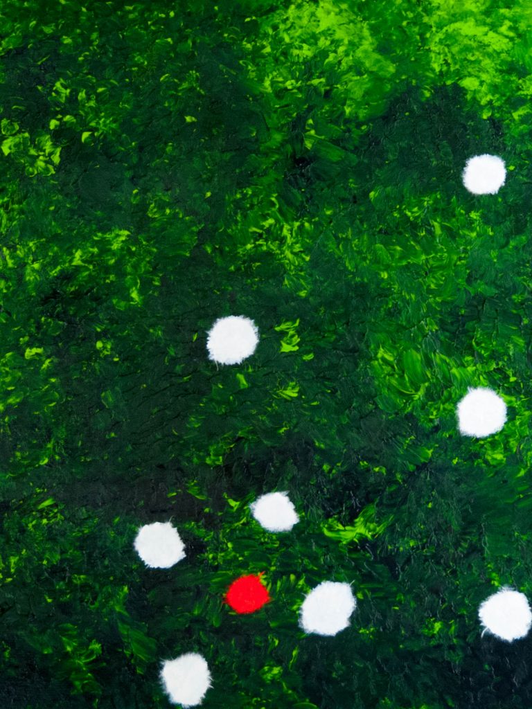 3 small red roses, mixed media painting and haiku