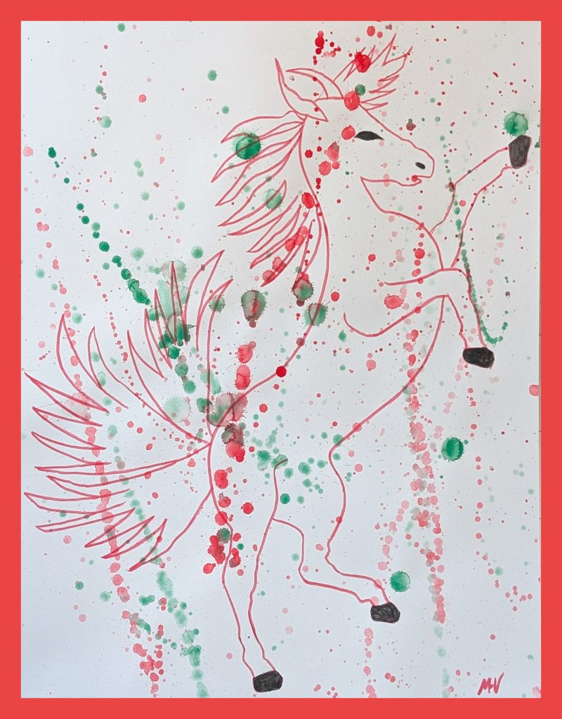 Fire Horse, mixedmedia painting